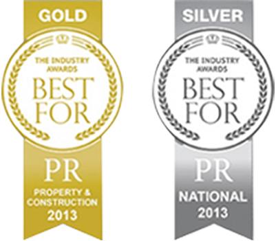 Images of a gold and silver PR award that Fabrick was awarded in 2013