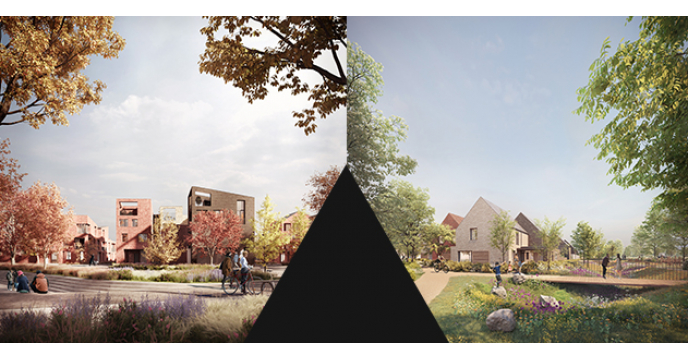 CGI images of Eddeva Park, a proposed housing development by This Land in Cambridge