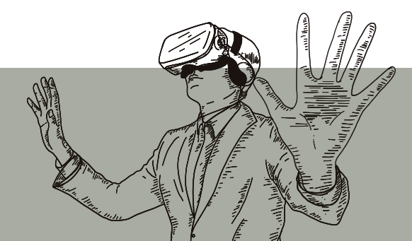 Construction employee using virtual reality technology